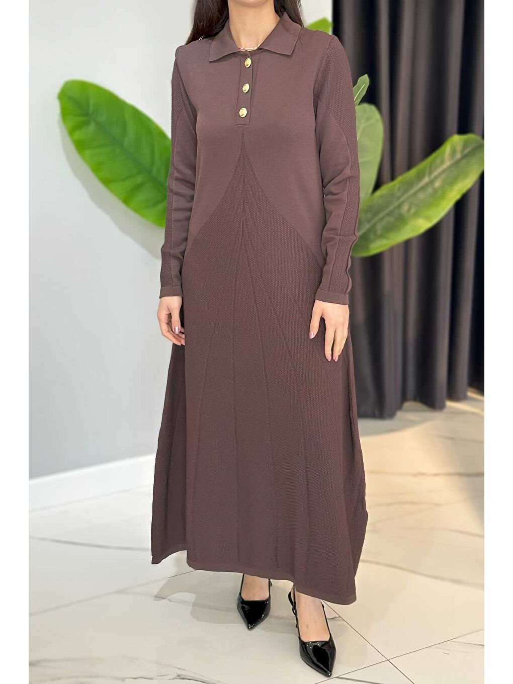 Elbise 1423 Kahverengi-3