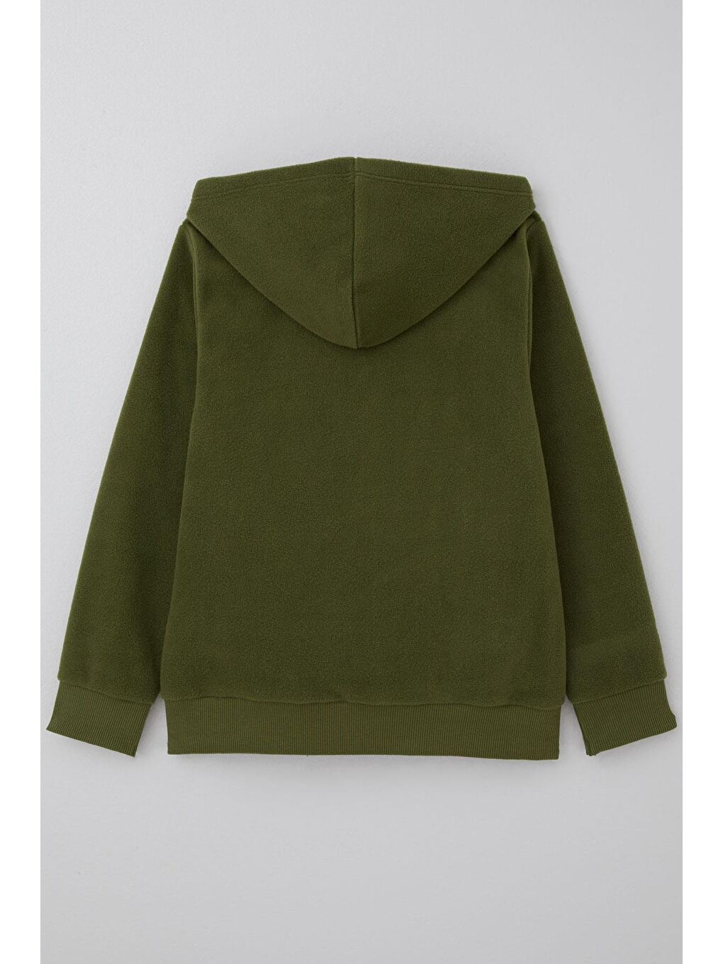 Erkek Çocuk Polar Hırka Kapüşonlu Arma Detaylı Haki Yeşil (9-14 Yaş)-1