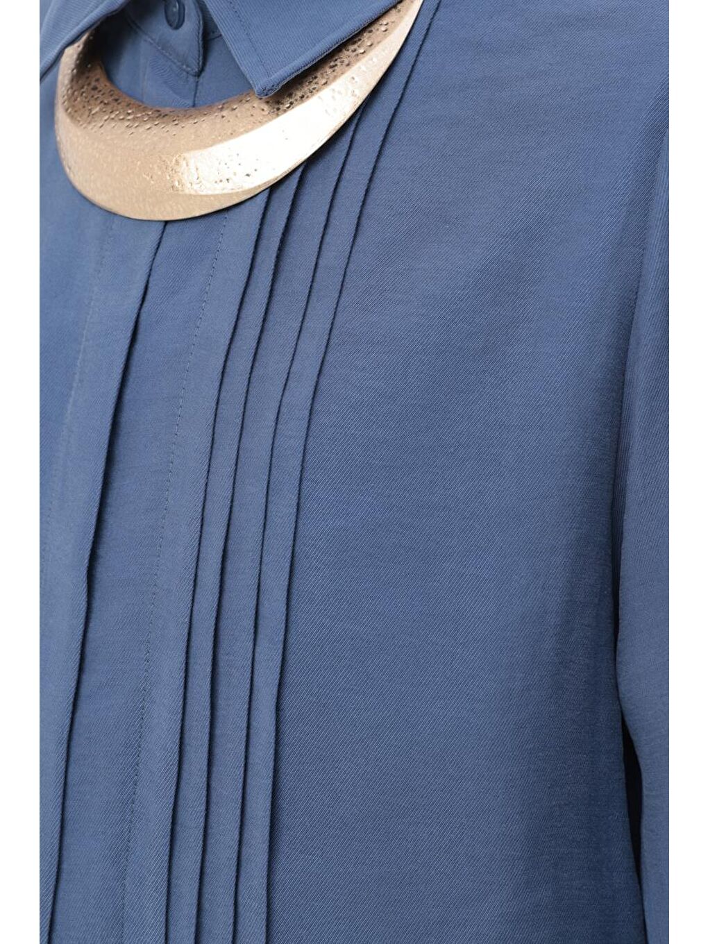 İndigo-Nervürlü Yırtmaçlı Modal Pantolonlu Takım-4