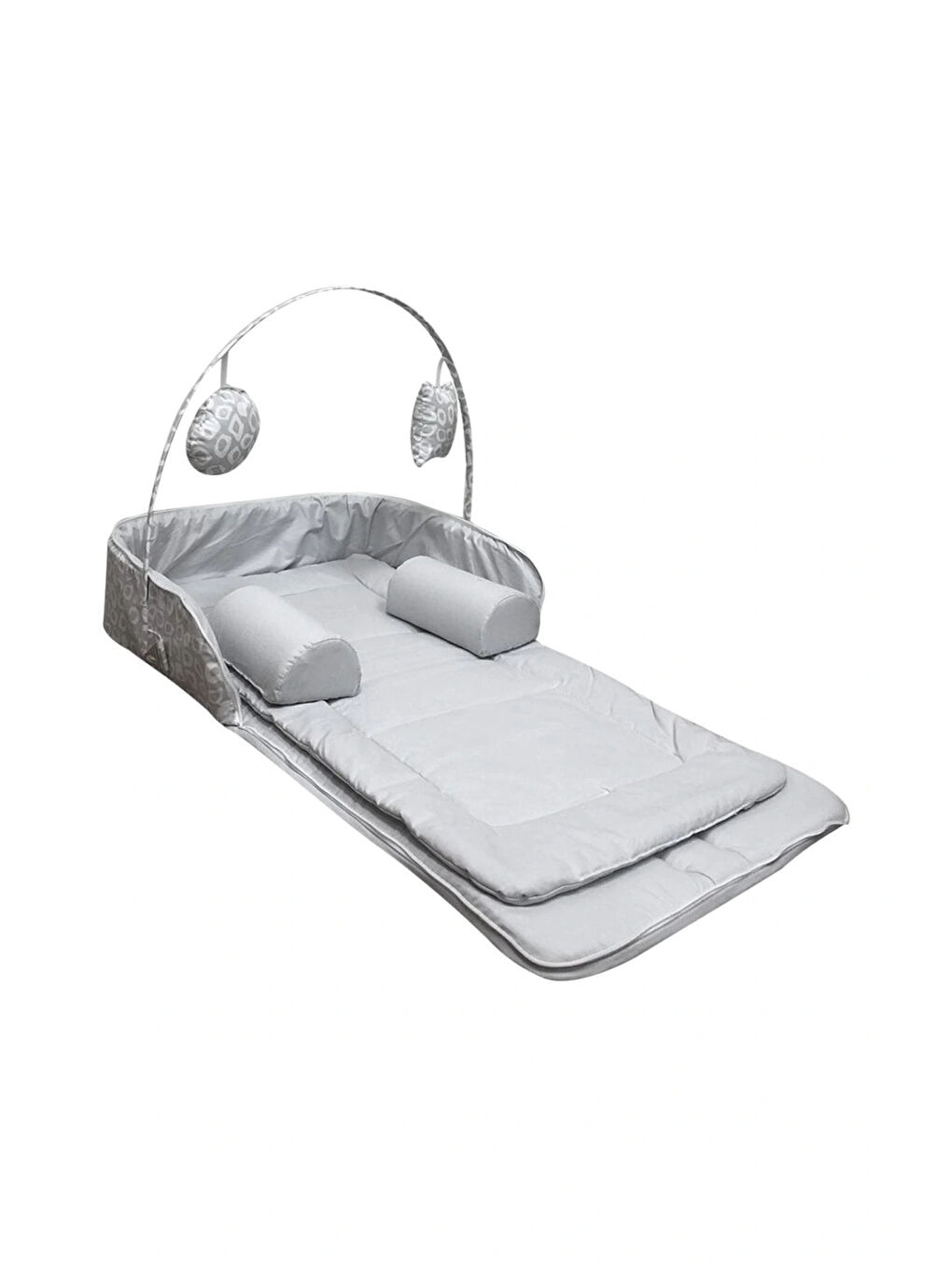 Oyuncaklı Portatif Yatak Alt Açma Anne Çantası Gri-1