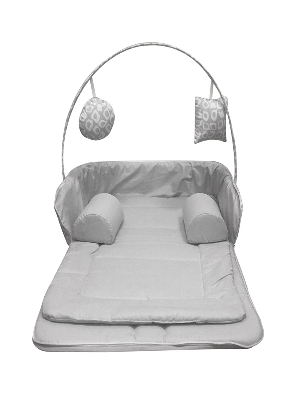 Oyuncaklı Portatif Yatak Alt Açma Anne Çantası Gri-2