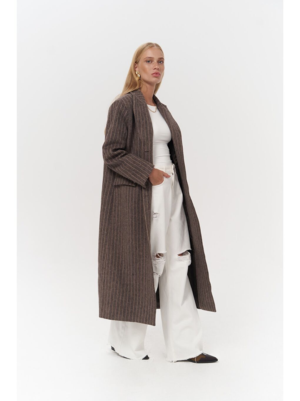Mai Collection Kahverengi Gasadalur Çizgili Kahve Masculine Kaban - 2
