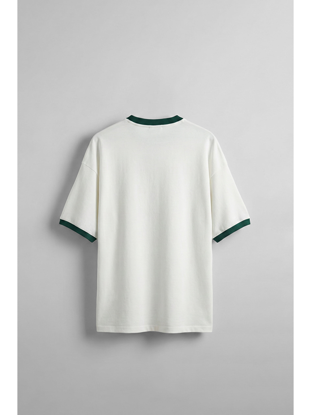 Lila Erkek Oversize Şehir Serisi Kontrast Yaka T-Shirt Ekru / Yeşil-1