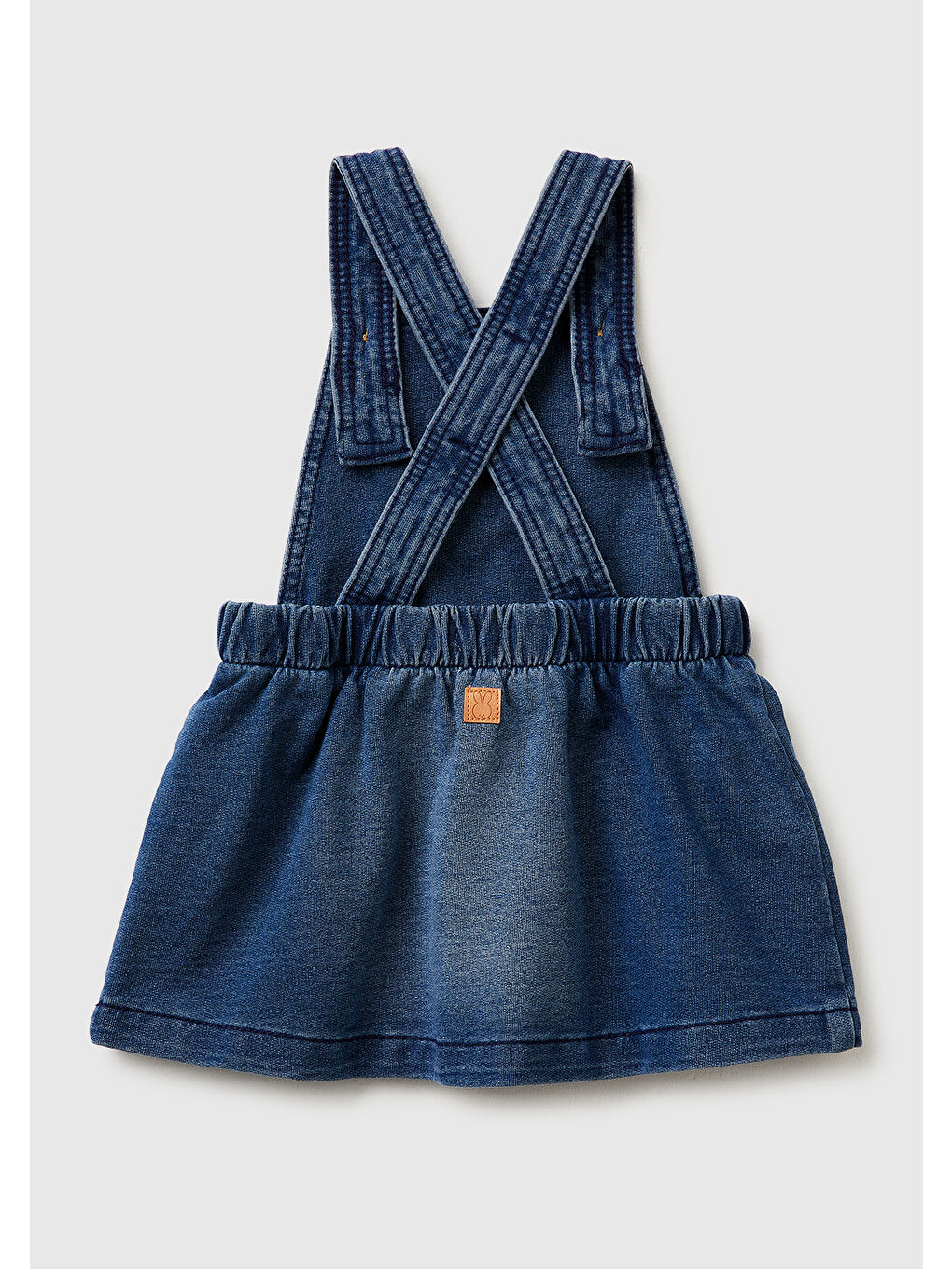Bebek Lacivert Kalp Cepli Askılı Denim Tulum Etek-1