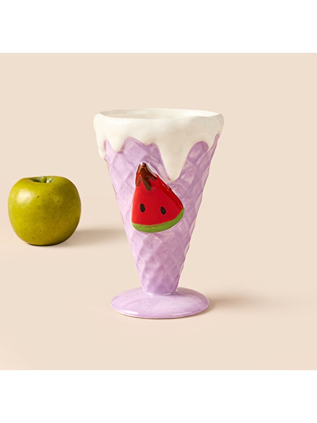 Kitchen Karpuz Desenli Seramik Dondurmalık - Mor-1