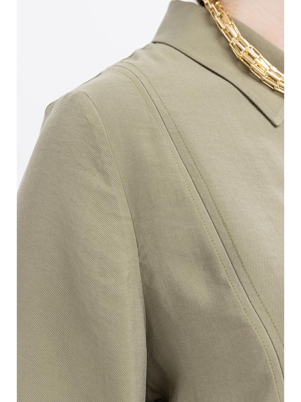 Haki-Yırtmaç Detaylı Büyük Beden Modal Pantolonlu Takım-4