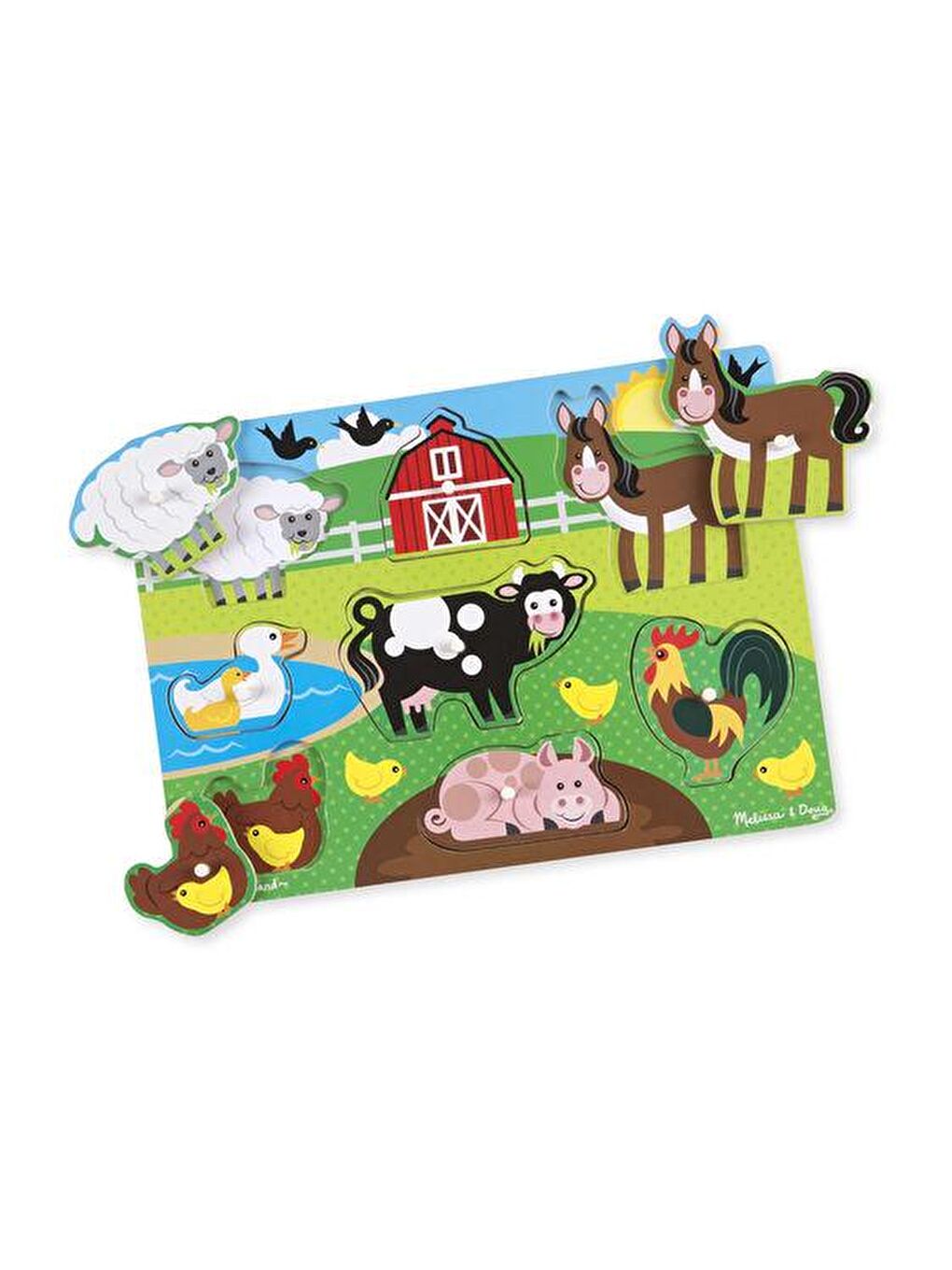 Melissa and Doug Karışık Ahşap Tutmalı Yapboz-Çiftlik - 1