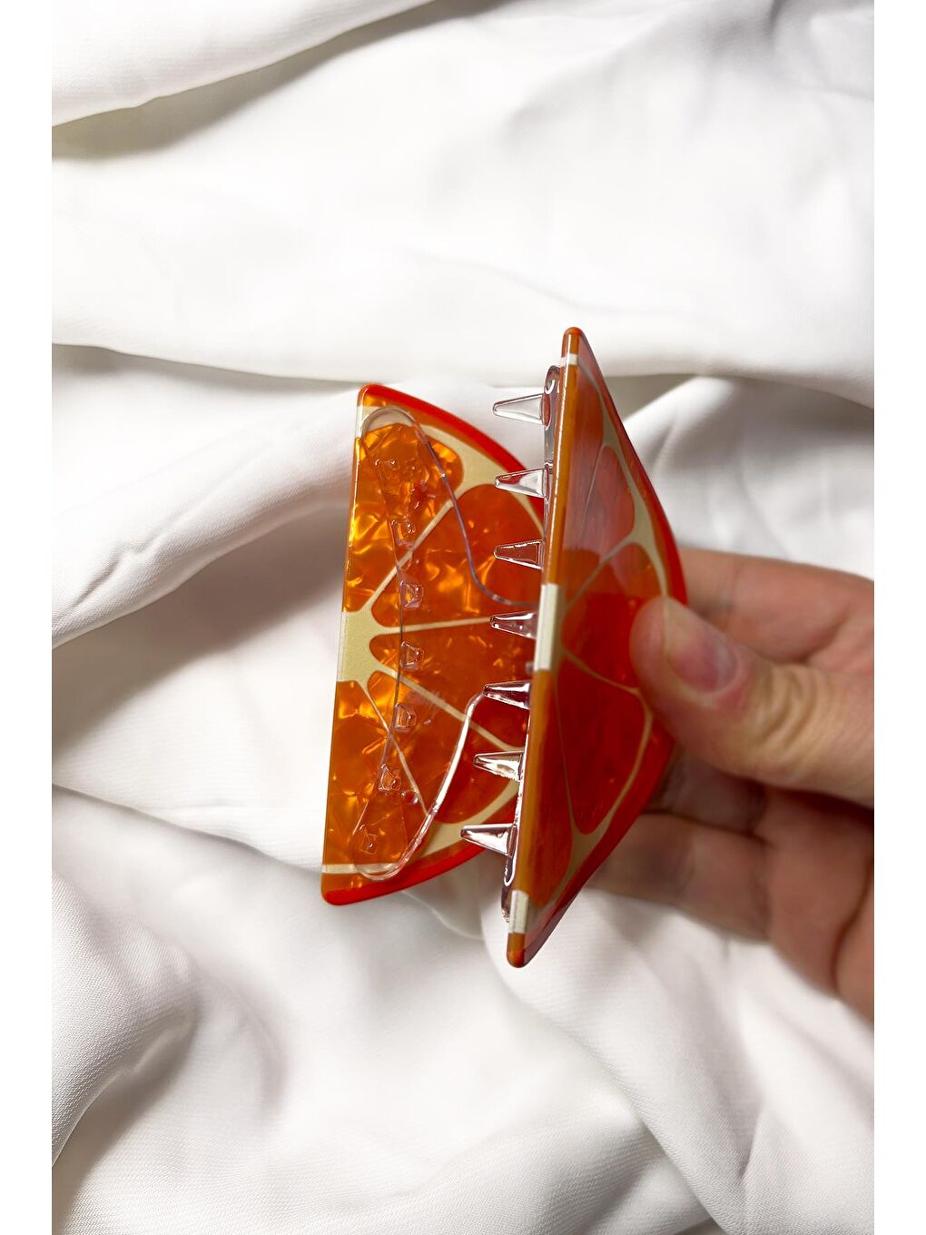 Turuncu Tatlı Portakal Dilimi Asetat Mandal Toka-5