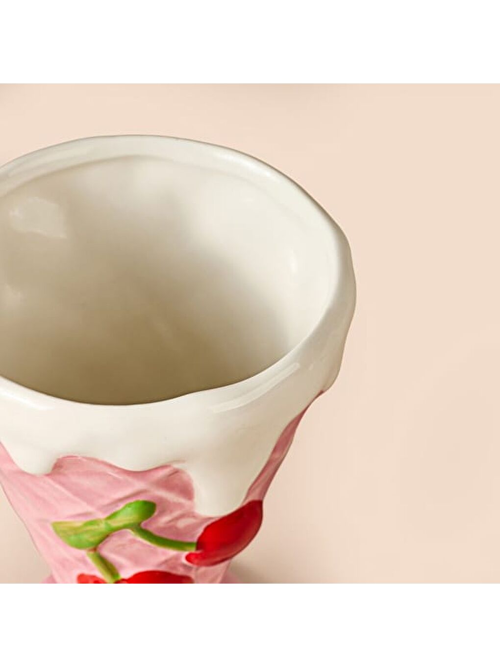 Kitchen Kiraz Desenli Seramik Dondurmalık - Pembe-1