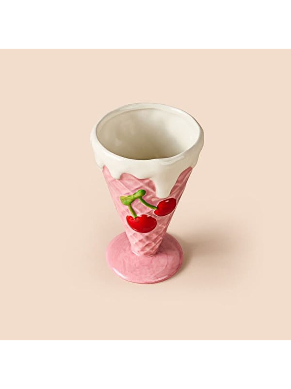 Kitchen Kiraz Desenli Seramik Dondurmalık - Pembe-2