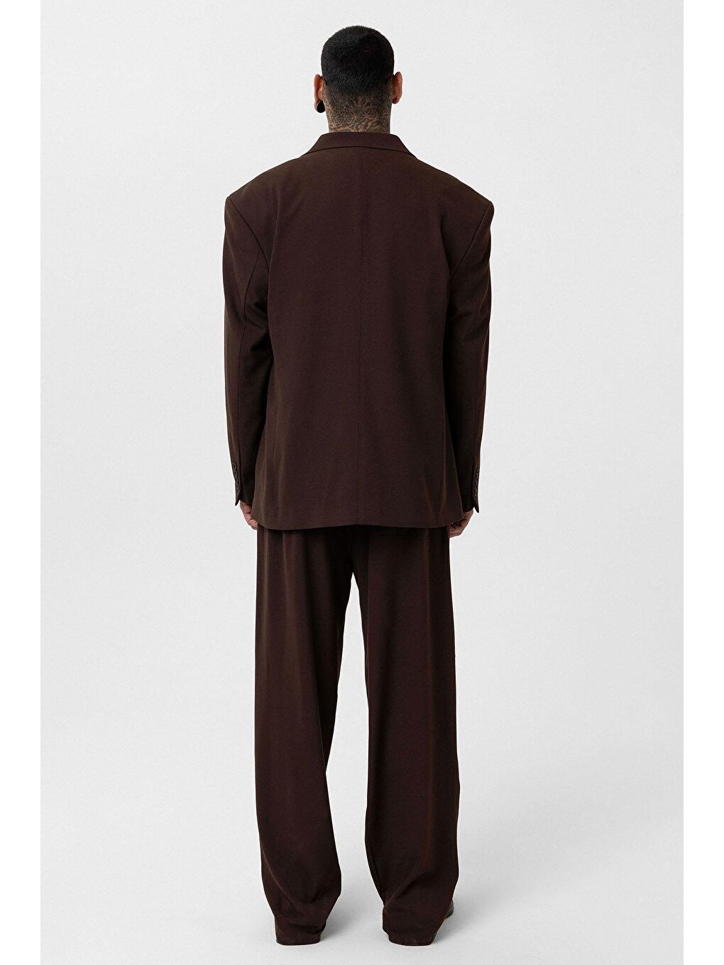 Kahverengi Rahat Kalıp Kruvaze Takım Elbise Kahve-5