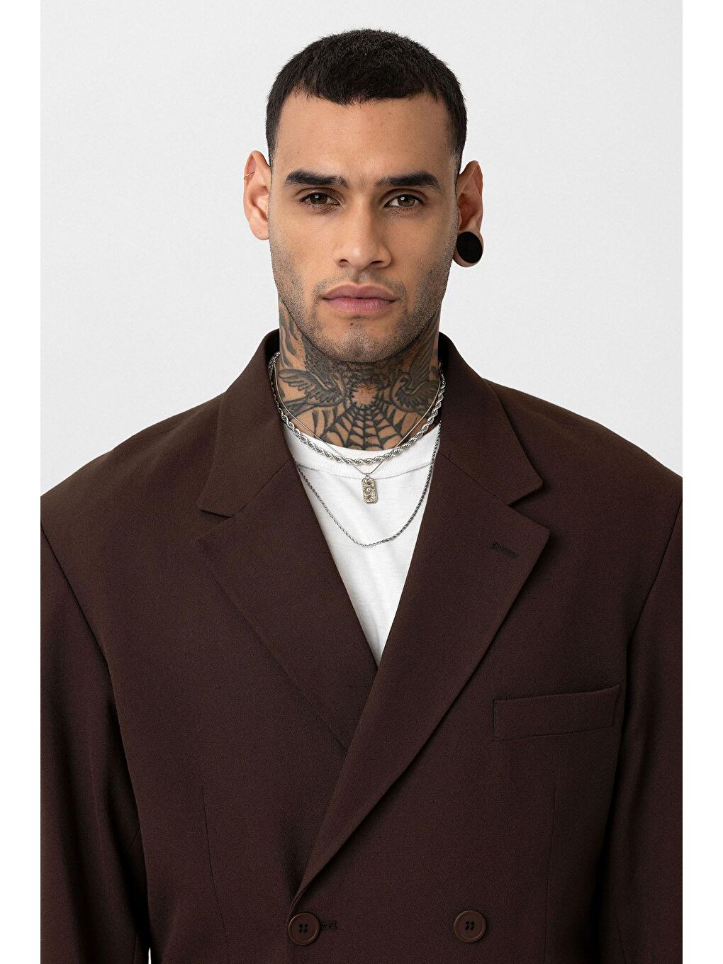 Kahverengi Rahat Kalıp Kruvaze Takım Elbise Kahve-7