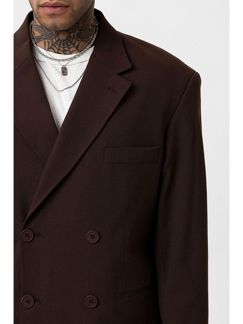 Kahverengi Rahat Kalıp Kruvaze Takım Elbise Kahve-9