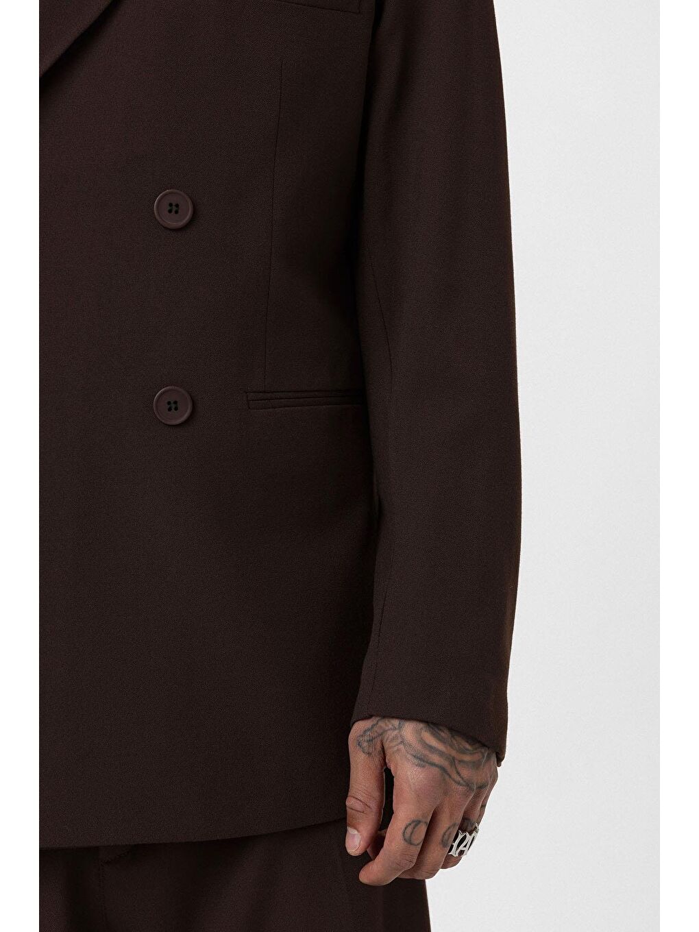 Kahverengi Rahat Kalıp Kruvaze Takım Elbise Kahve-10