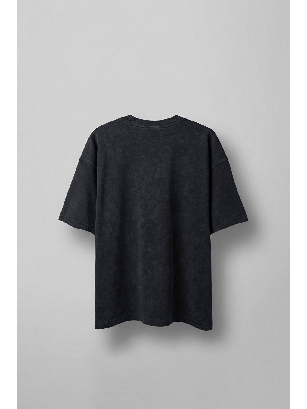 Erkek Oversize Yıkamalı Pamuklu Basic T-Shirt Siyah-1