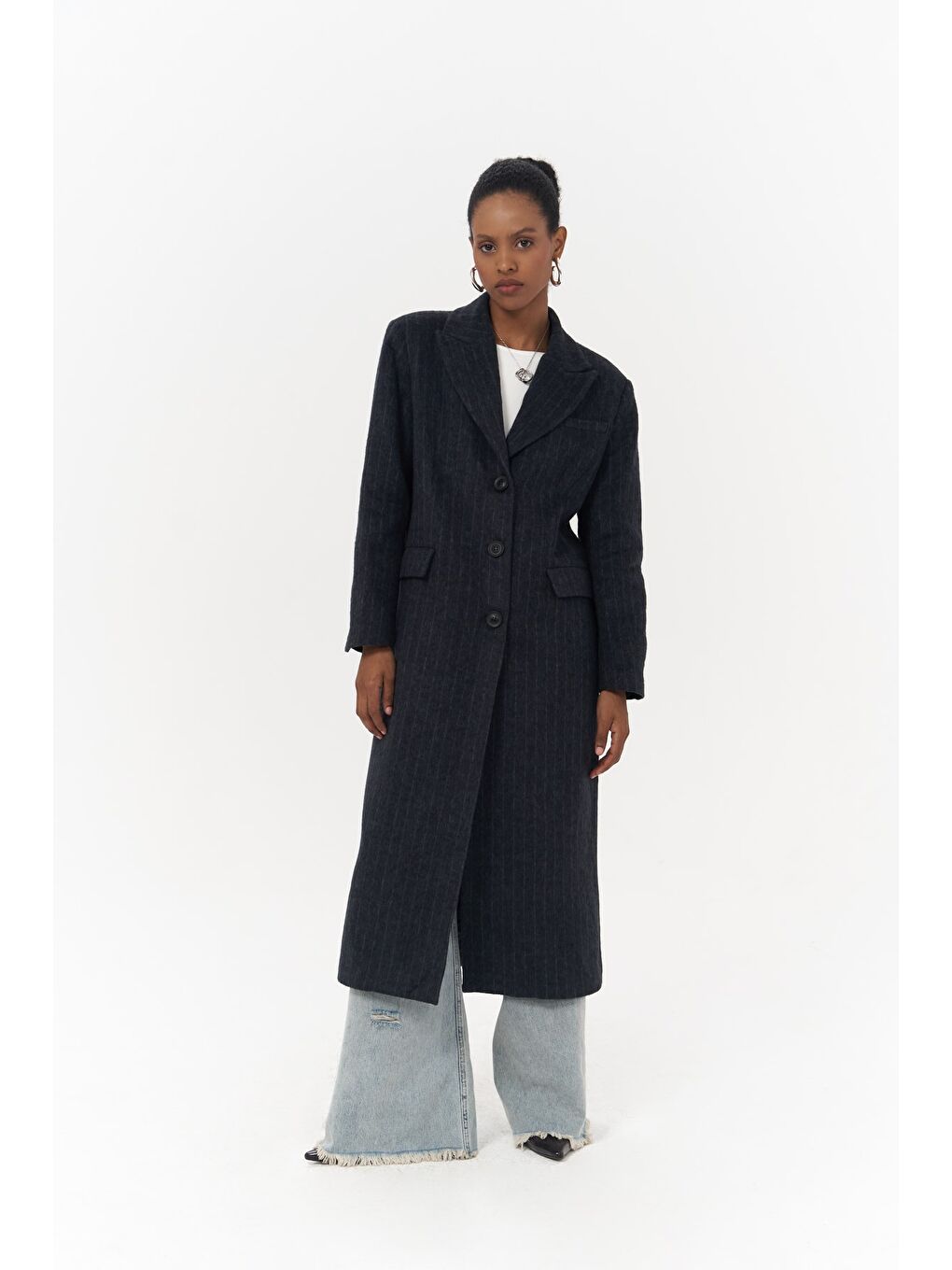 Gasadalur Çizgili Lacivert Masculine Kaban