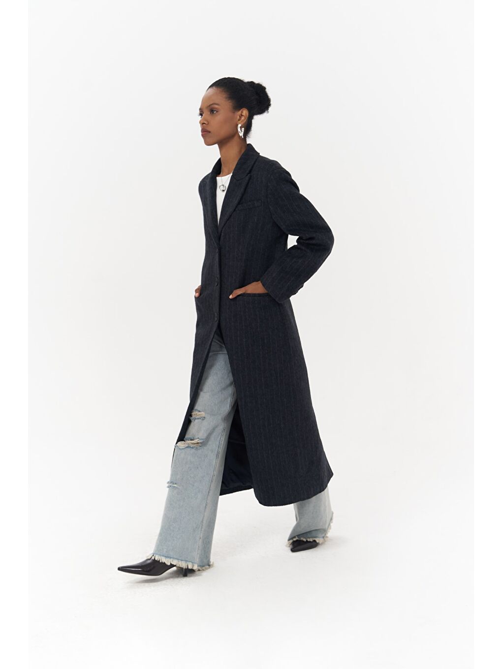 Gasadalur Çizgili Lacivert Masculine Kaban-3