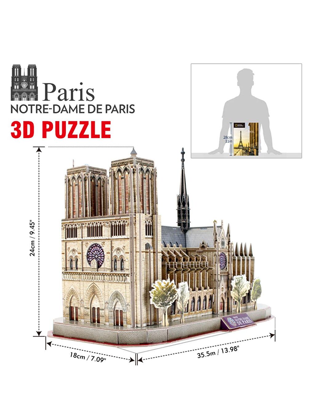 3D Puzzle National Geographic Serisi - Notre Dame de Paris-3