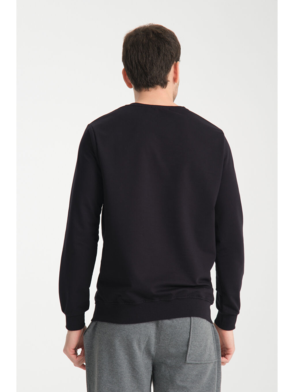 Lacivert Erkek Uzun Kol Bisiklet Yaka Sweatshirt 3206-4