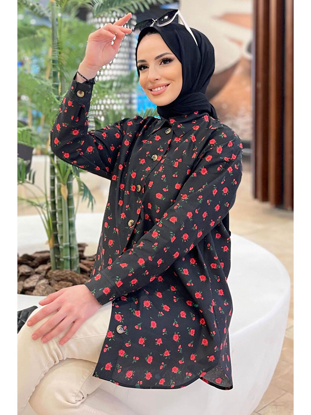 Gömlek Yaka Kadın Siyah Gömlek - 11385