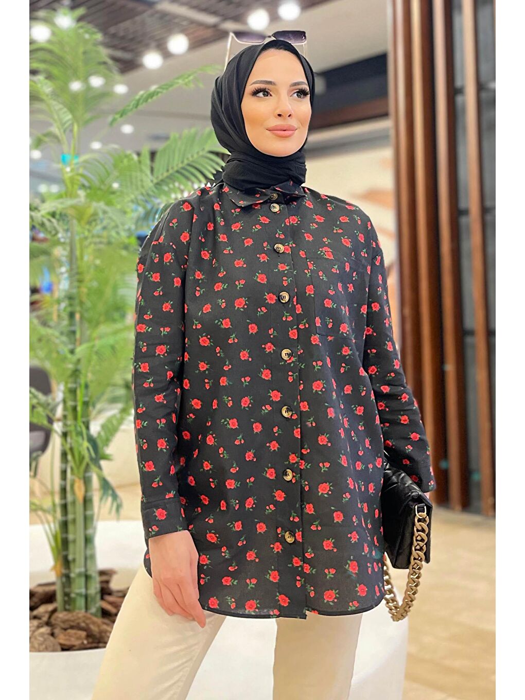 Gömlek Yaka Kadın Siyah Gömlek - 11385-2