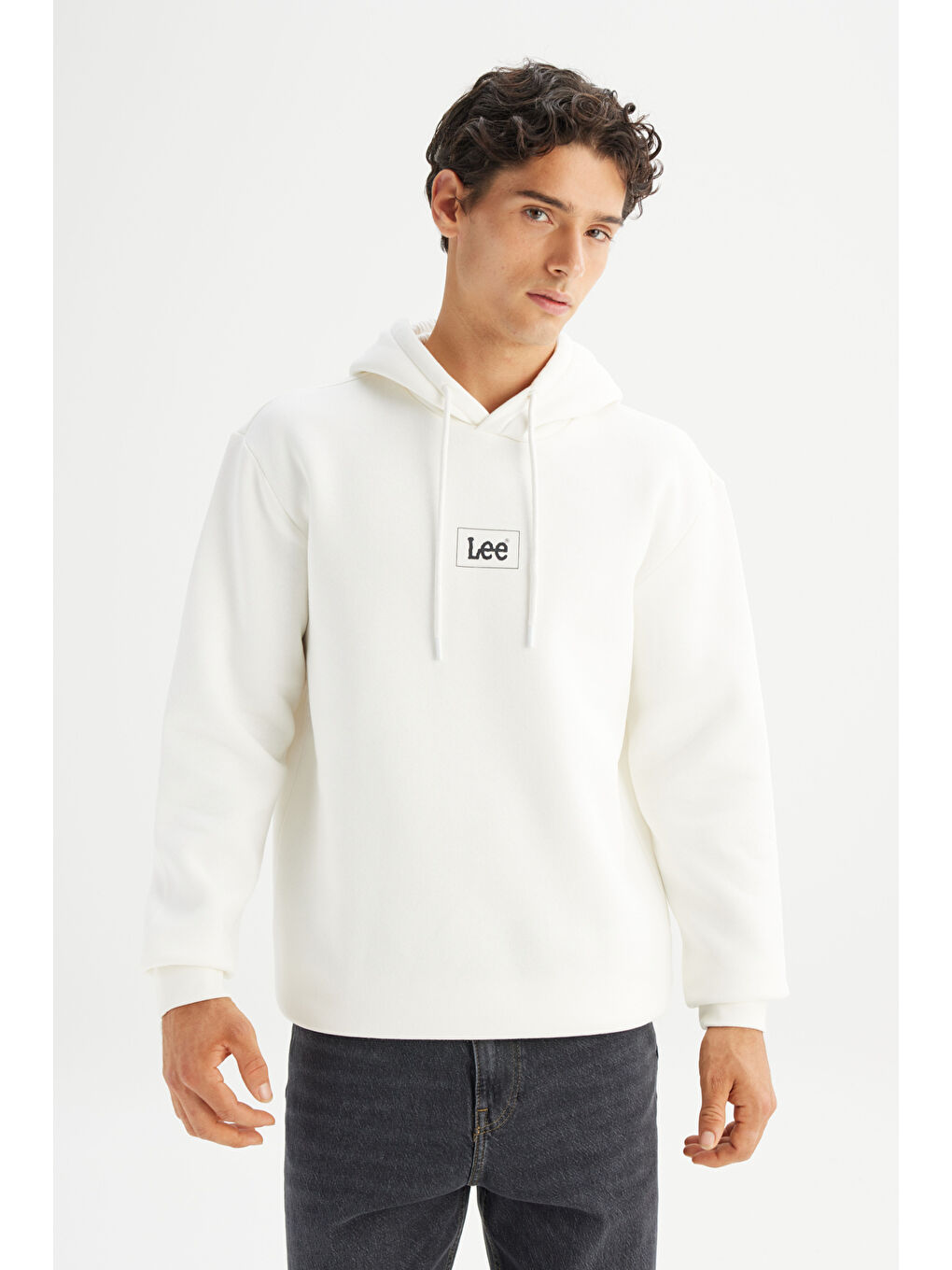 Ekru Regular Fit Kapüşonlu Sweatshirt