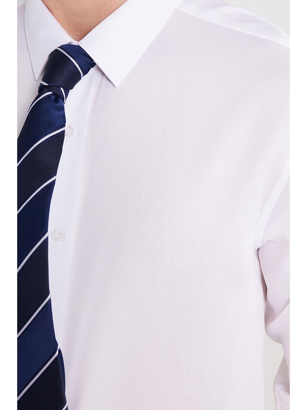 Slim Fit Beyaz Non-Iron %100 Pamuk Doğa Dostu Ekoteks Belgeli Ütü Gerektirmez Gömlek-2