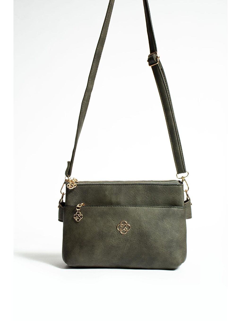 Yeşil Ayarlanabilir Askılı 3 Bölmeli Fermuarlı Kadın Omuz Çantası BAG4944-23Cilt-3