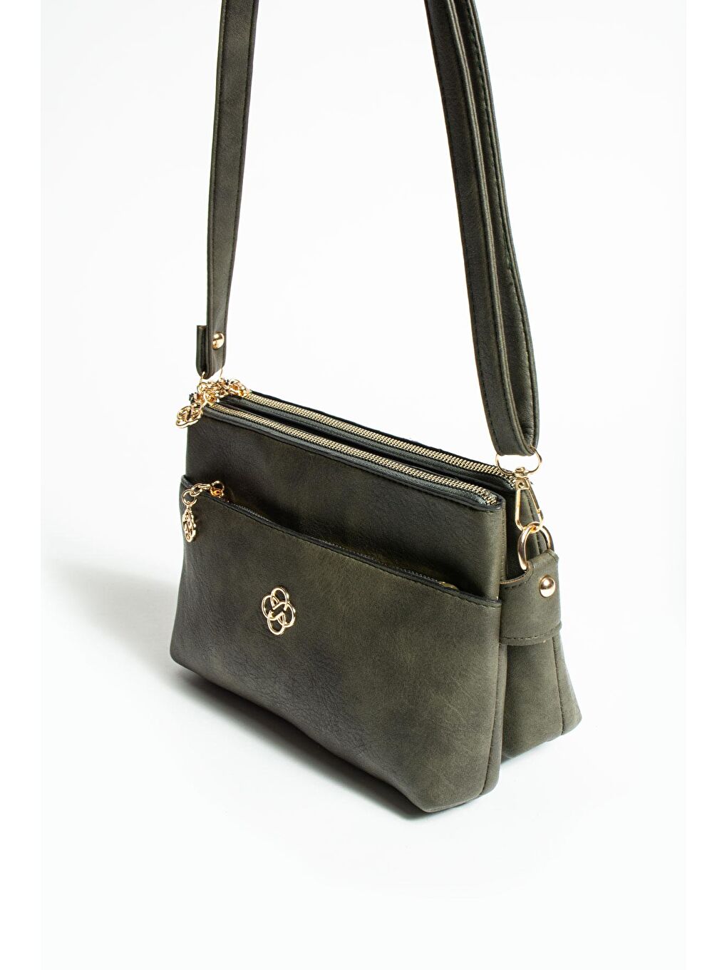 Yeşil Ayarlanabilir Askılı 3 Bölmeli Fermuarlı Kadın Omuz Çantası BAG4944-23Cilt-4