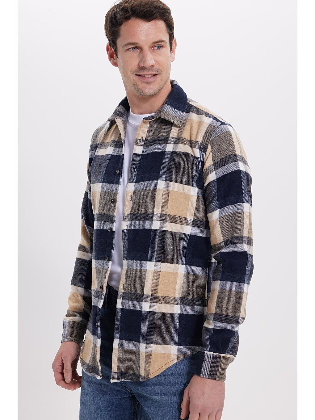 Karışık Erkek Slim Fit Dar Kesim Kareli Kışlık Oduncu Gömlek-1