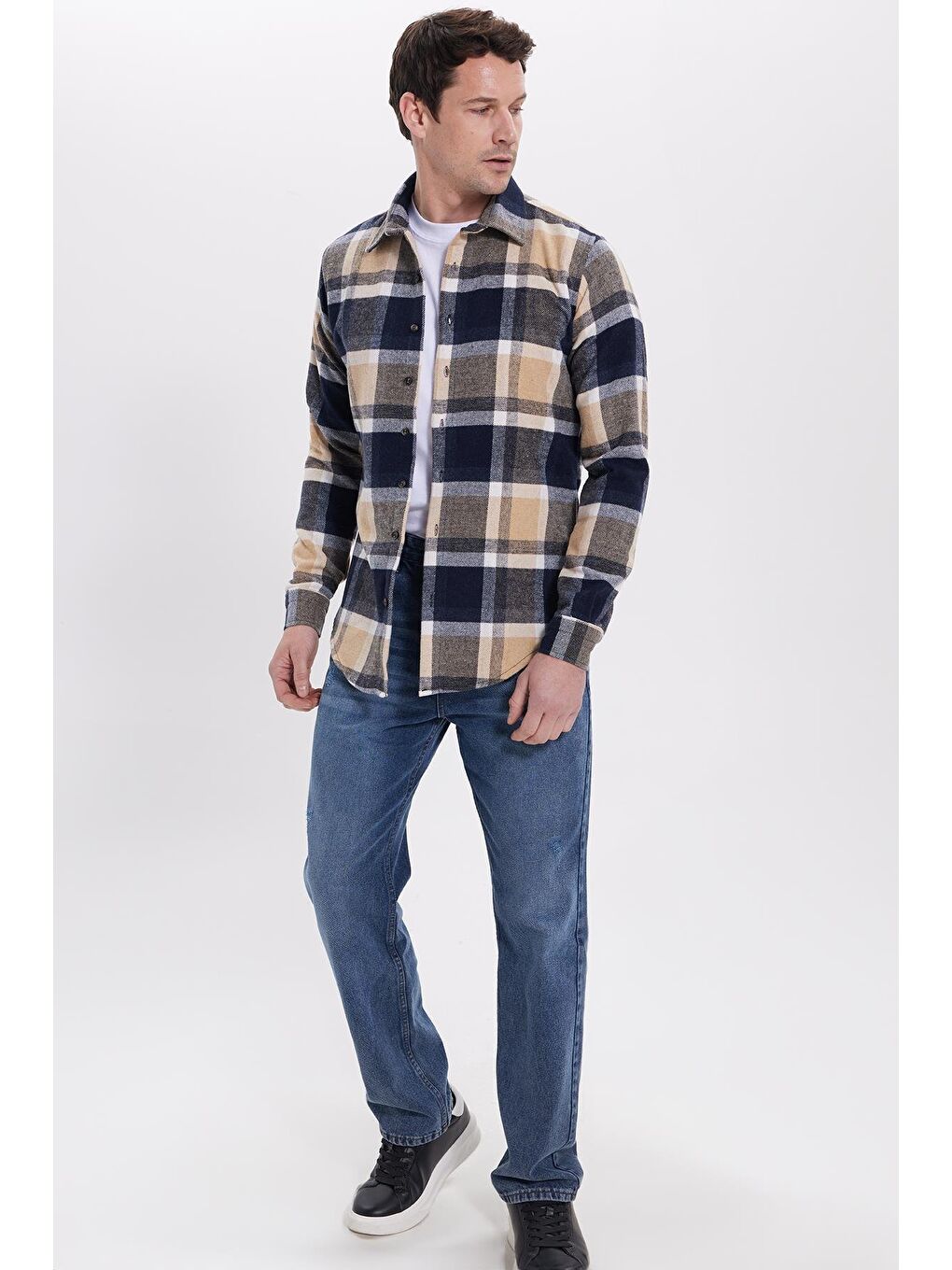 Karışık Erkek Slim Fit Dar Kesim Kareli Kışlık Oduncu Gömlek-2