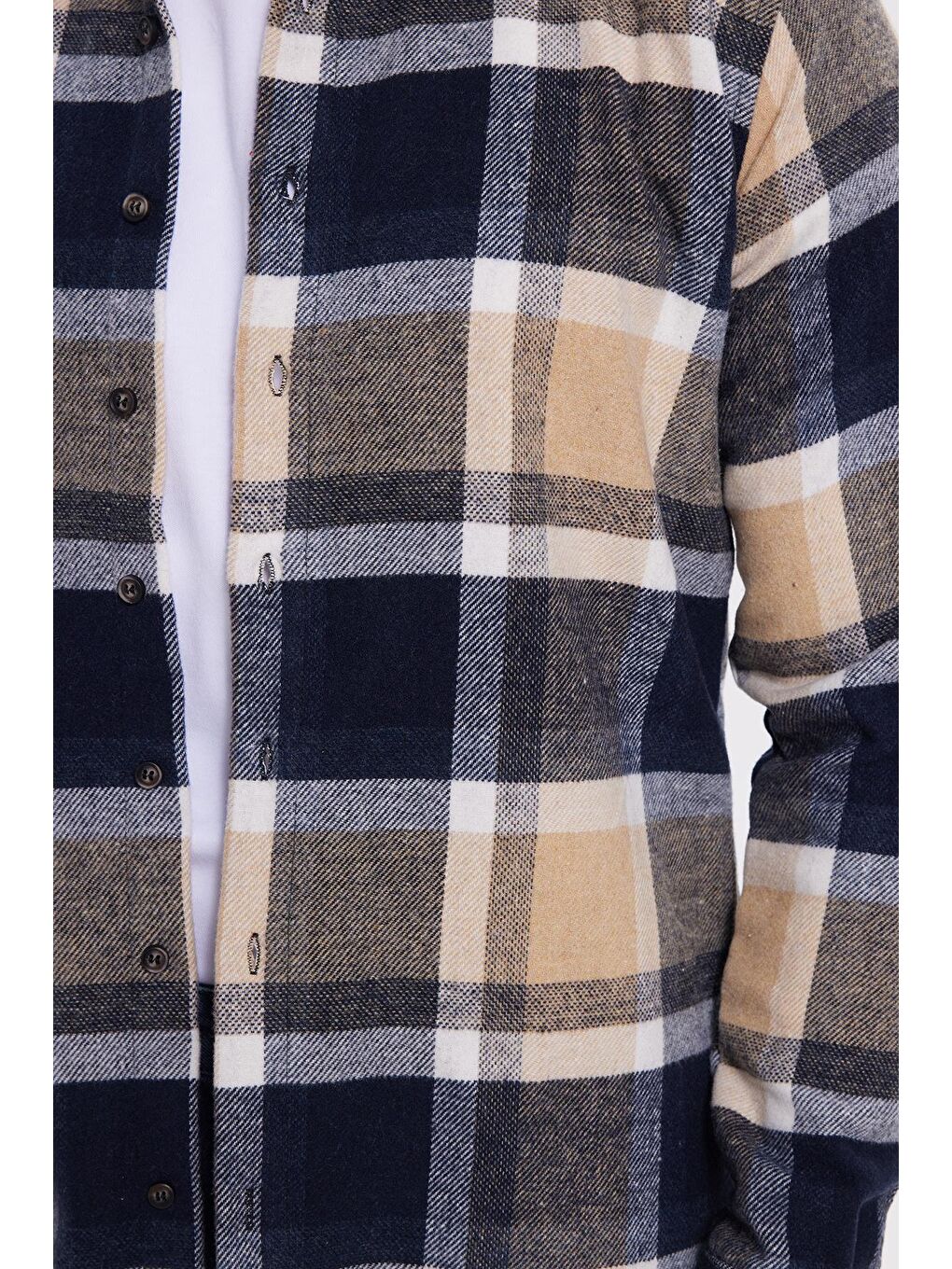 Karışık Erkek Slim Fit Dar Kesim Kareli Kışlık Oduncu Gömlek-3