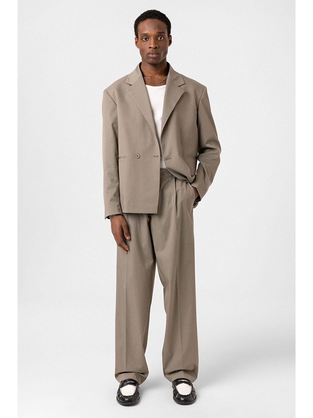 Tek Düğme Oversize Takım Elbise Haki