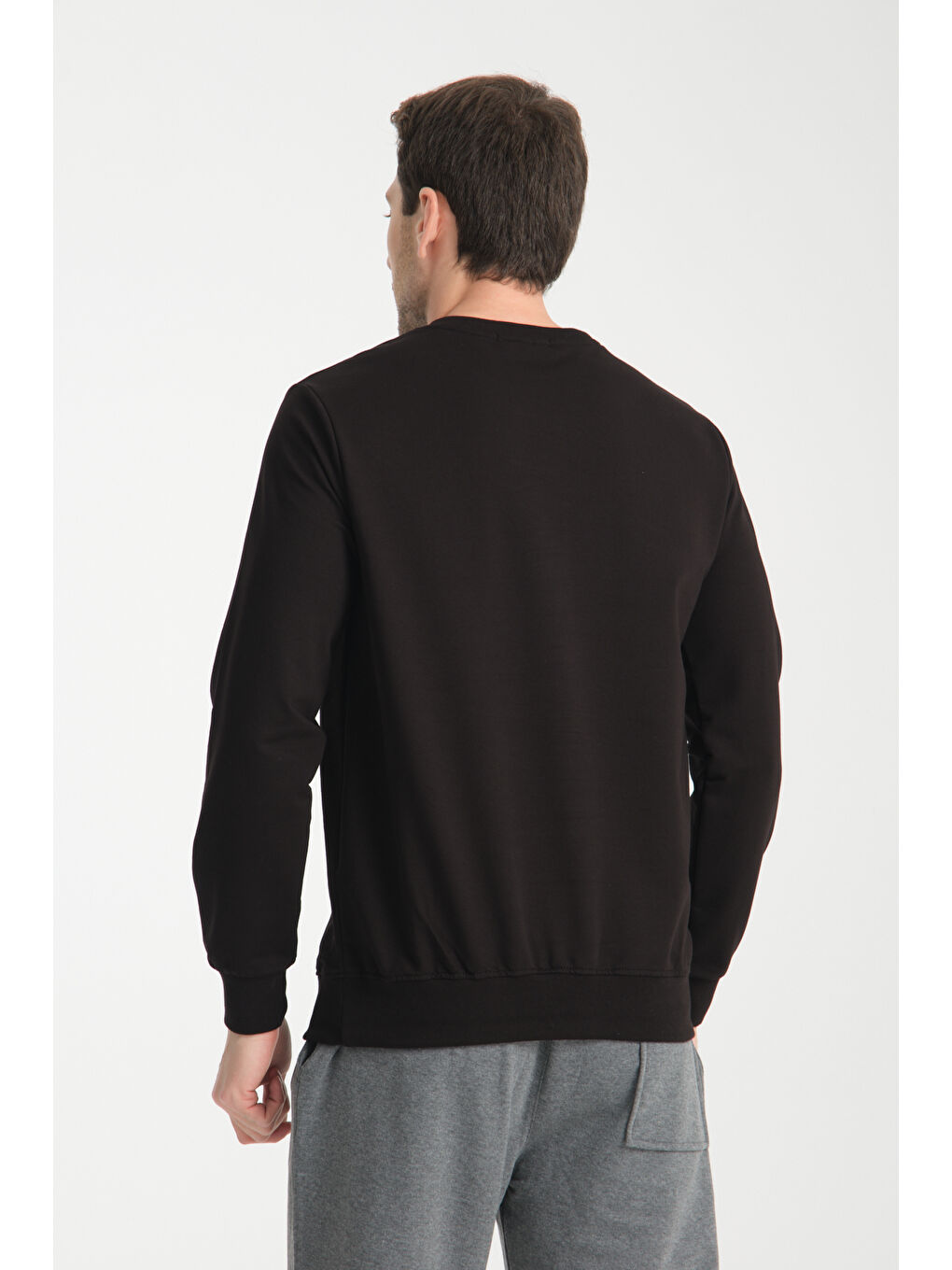 Siyah Erkek Uzun Kol Bisiklet Yaka Sweatshirt 3206-4