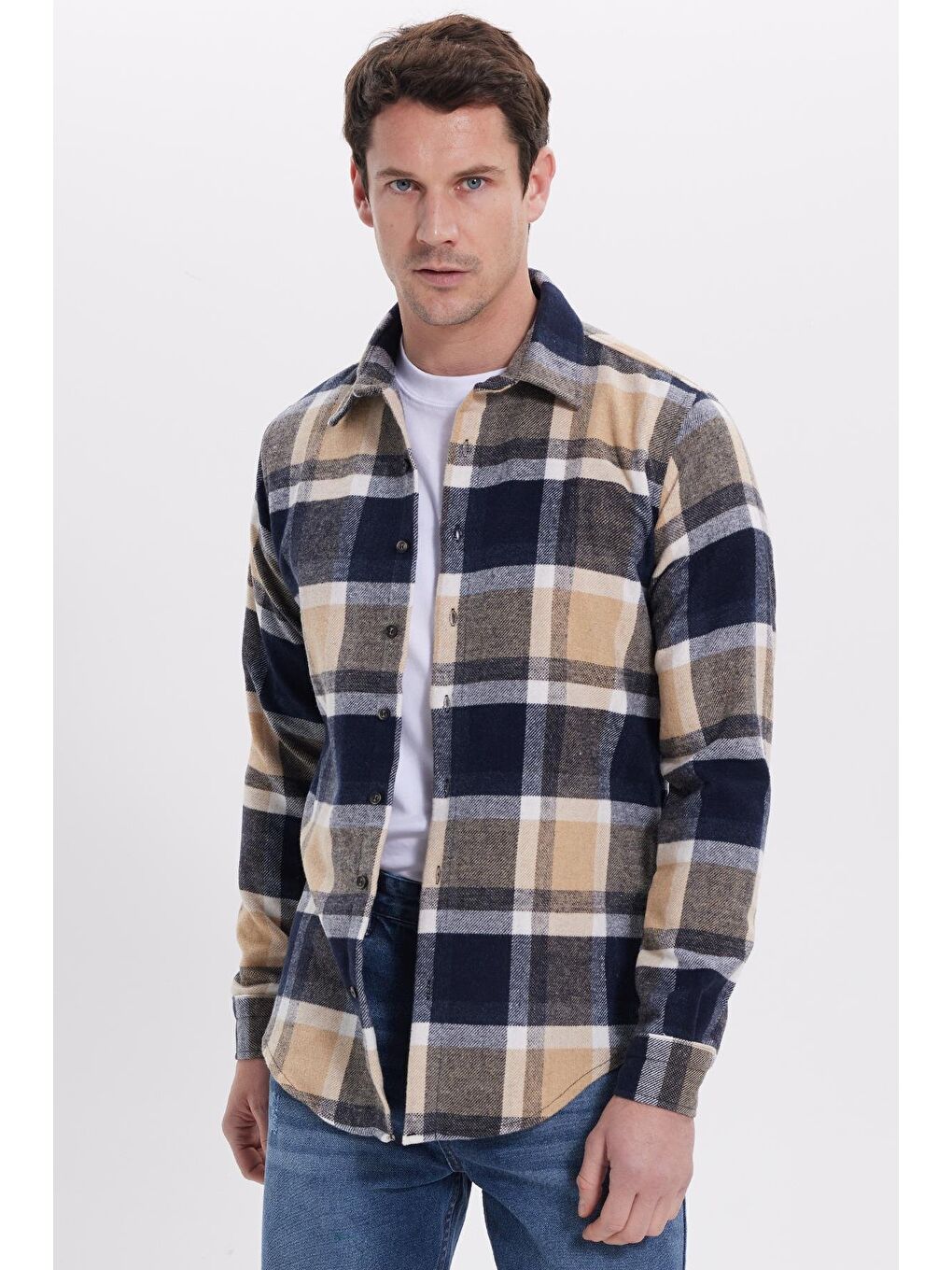 Karışık Erkek Slim Fit Dar Kesim Kareli Kışlık Oduncu Gömlek-6