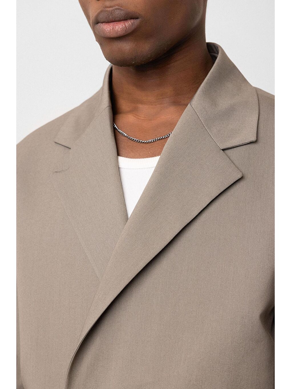 Tek Düğme Oversize Takım Elbise Haki-4