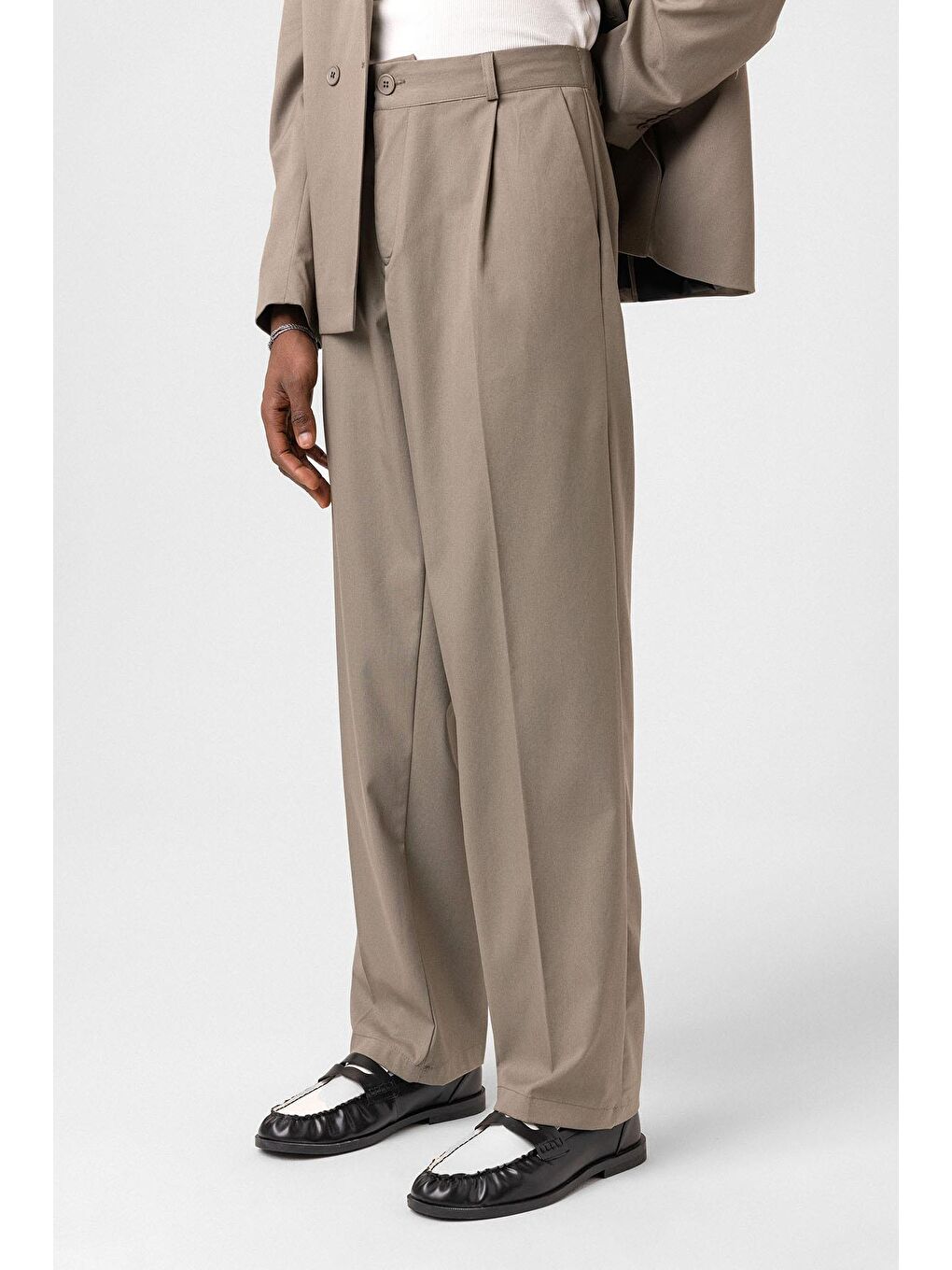 Tek Düğme Oversize Takım Elbise Haki-5