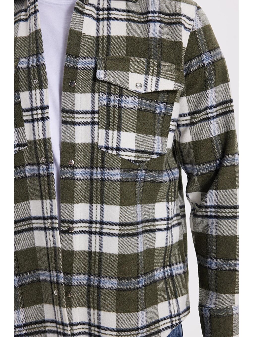 Karışık Erkek Regular Fit Rahat Kesim Kışlık Kareli Çift Cepli Çıtçıtlı Gömlek-3