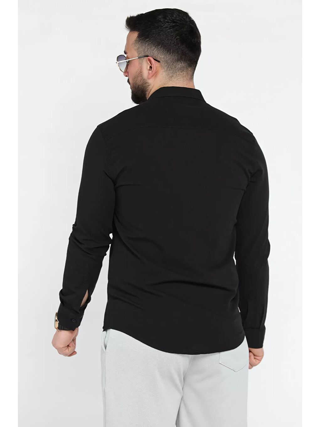 Siyah Erkek Cepsiz Uzun Kol Gömlek-2