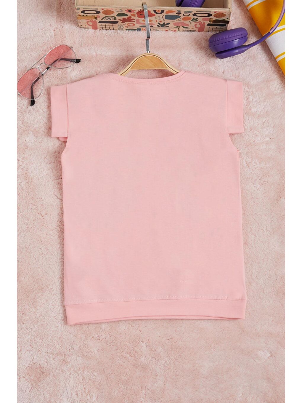 Pembe  Nakışlı Kız Çocuk Tişört 15566-2