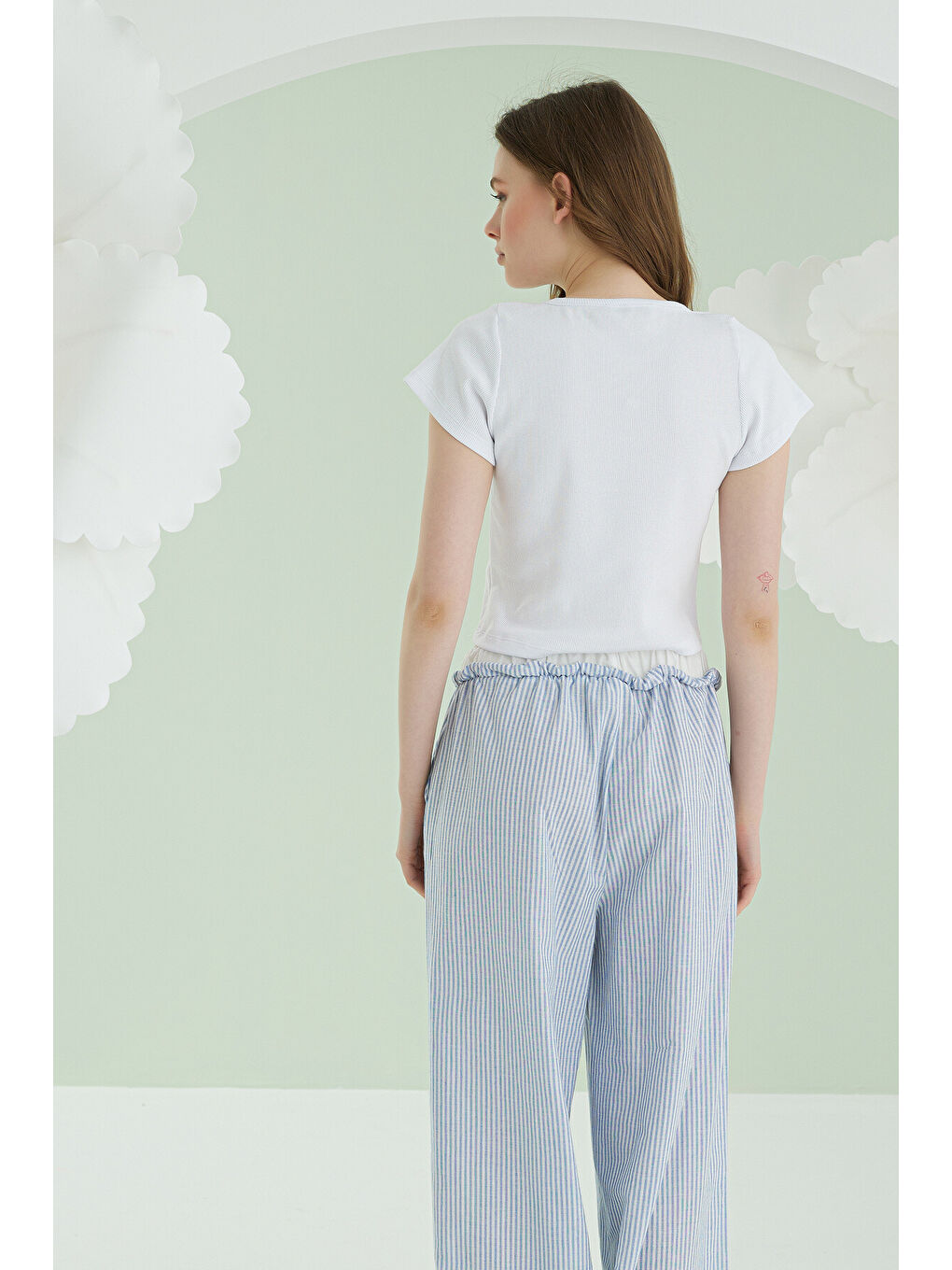 Mavi Crop Pijama Takım-2