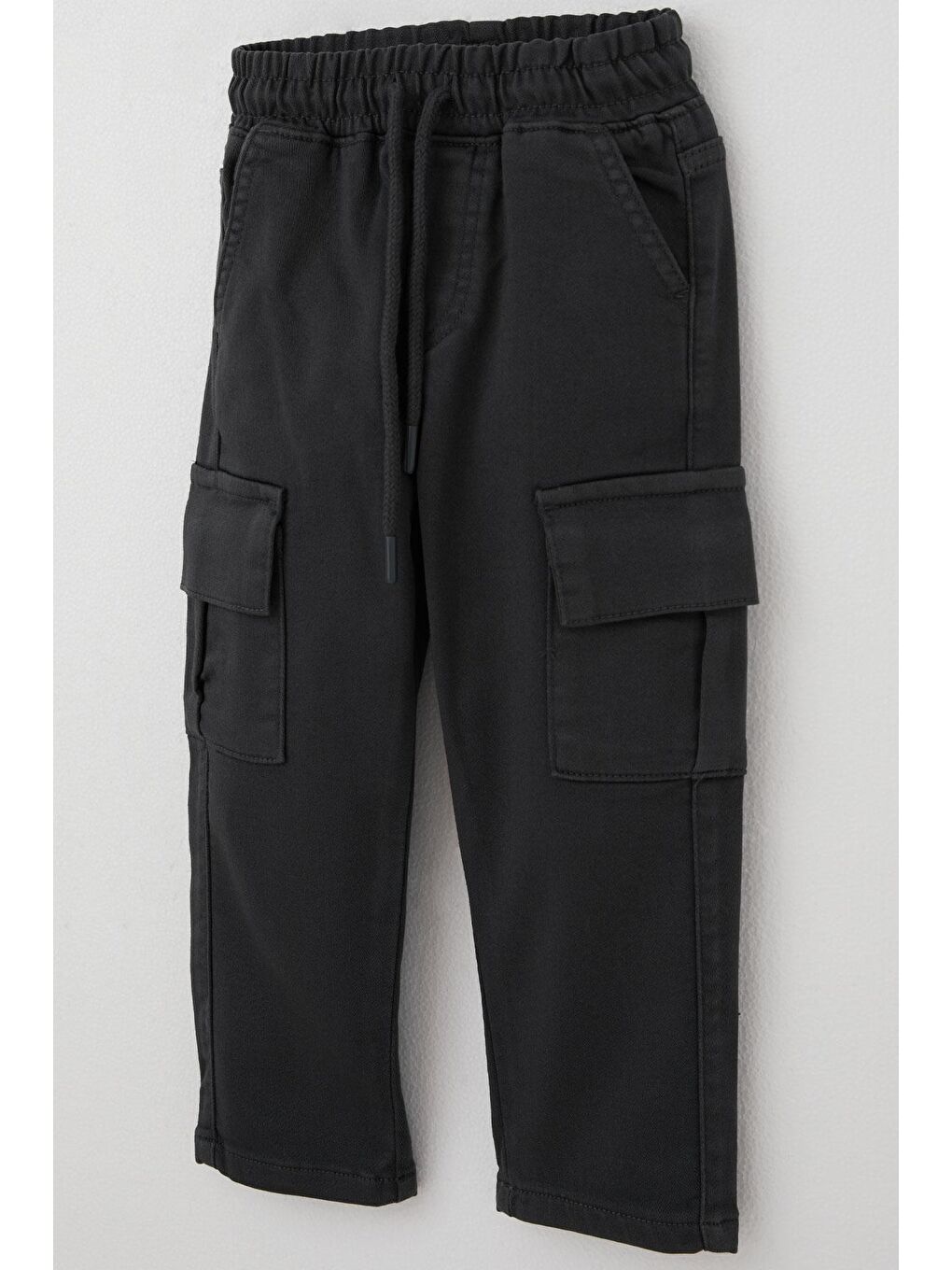 Gri Erkek Çocuk Pantolon Kargo Cepli Beli Lastikli Füme (1.5-5 Yaş)-2