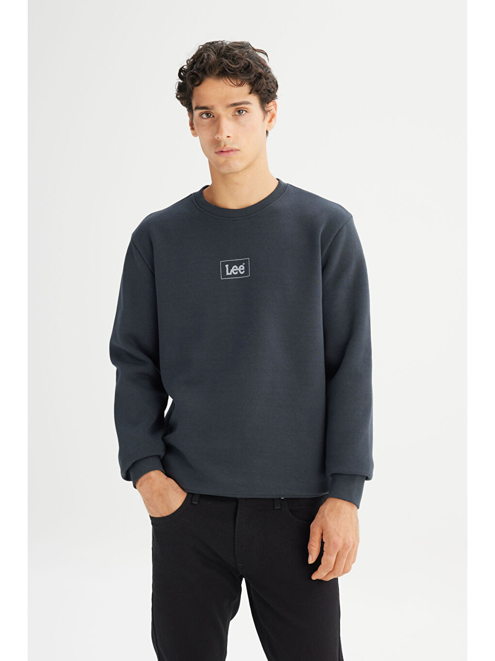 Antrasit Regular Fit Bisiklet Yaka İçi Polarlı Sweatshirt