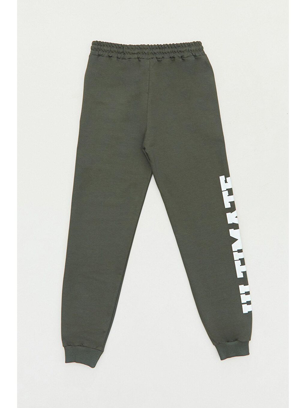 Haki Beli Lastikli Baskılı Jogger Erkek Çocuk Eşofman Altı-1