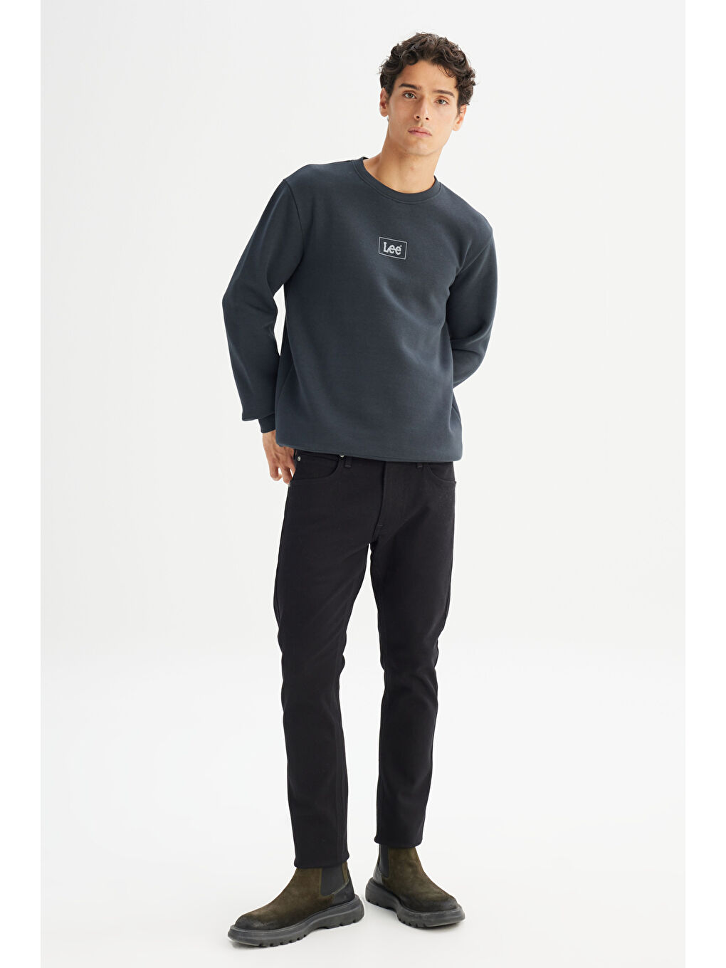 Antrasit Regular Fit Bisiklet Yaka İçi Polarlı Sweatshirt-1