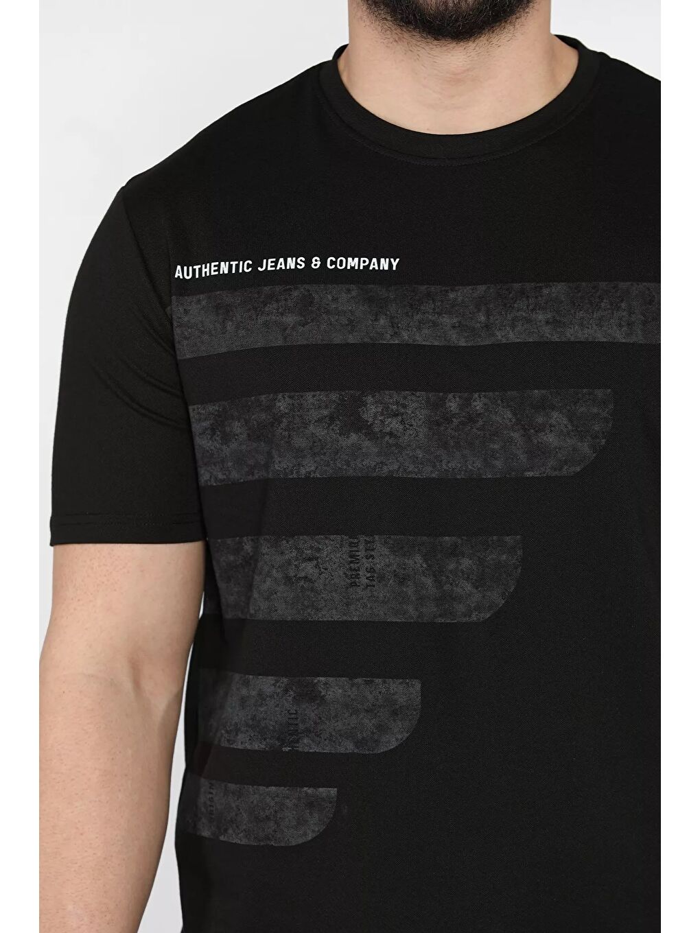 Siyah Baskılı Erkek Tişört-3