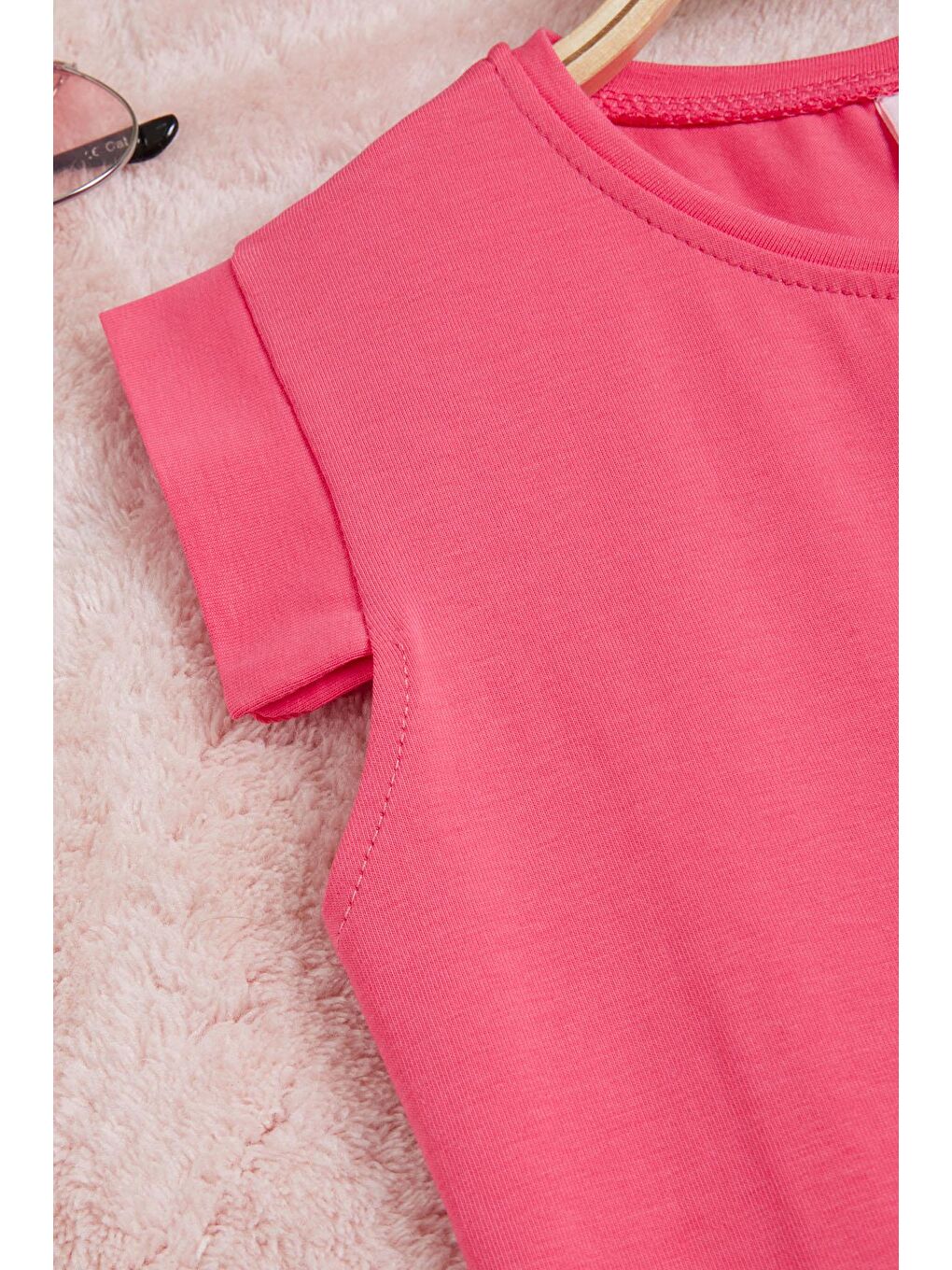 Fuşya  Nakışlı Kız Çocuk Tişört 15568-2