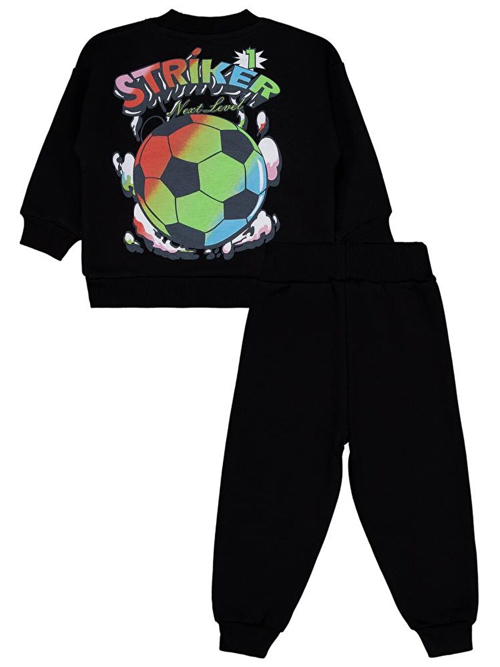 Boys Futbol Topu Baskılı 2-5 Yaş Eşofman Takımı - Siyah 5-6 Yaş-1