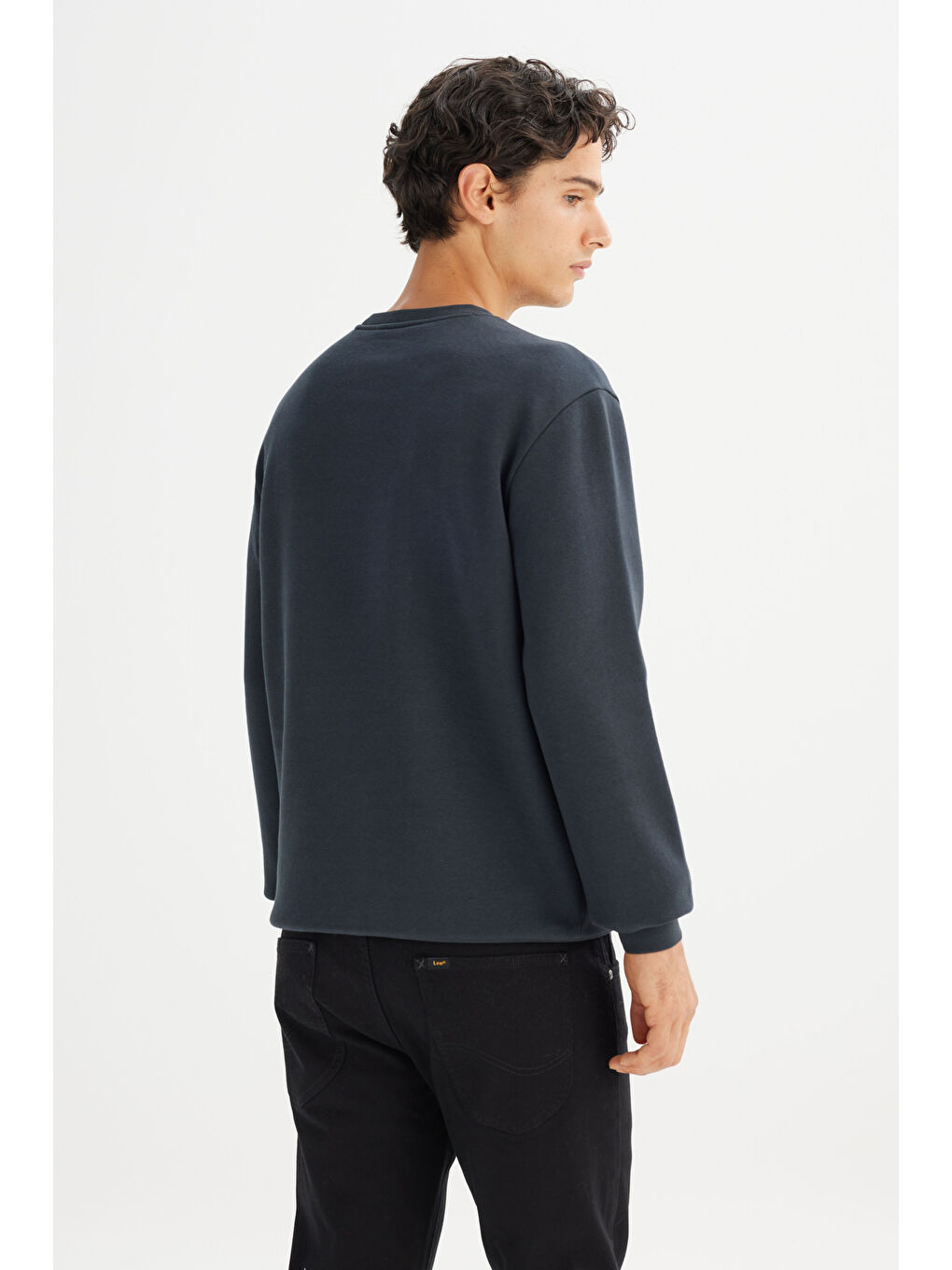 Antrasit Regular Fit Bisiklet Yaka İçi Polarlı Sweatshirt-4