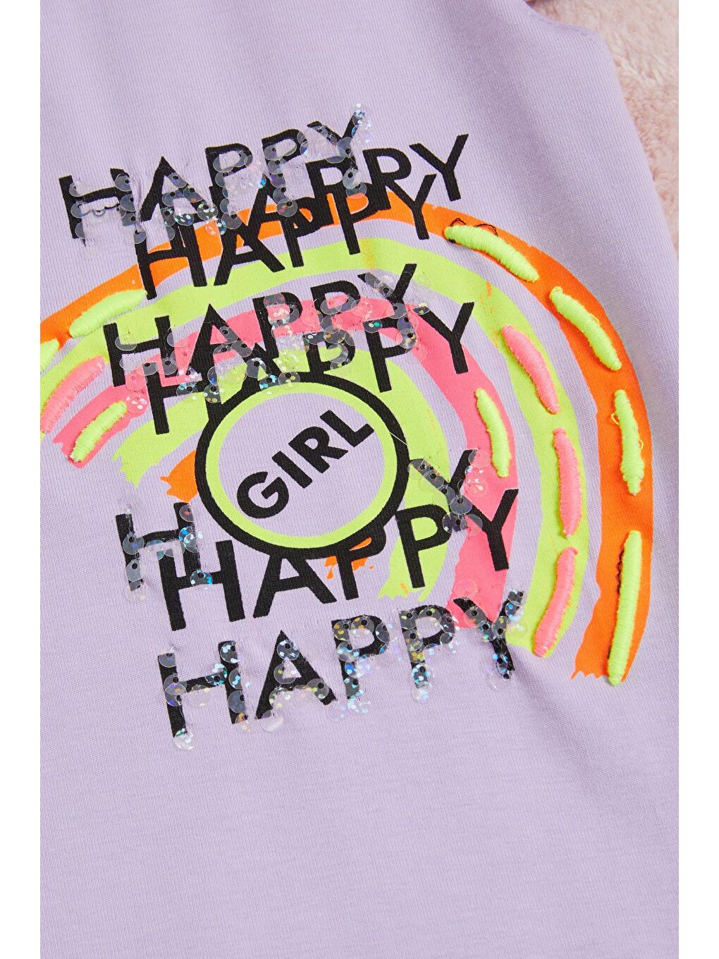 Lila  Nakışlı Kız Çocuk Tişört 15569-1